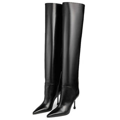 Pointed-toe Stiletto Slip-on Below The Knee Plus Size Straight Women's Boots