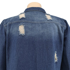 Women's Coat Cardigan Ripped Wash Denim Trench Coat