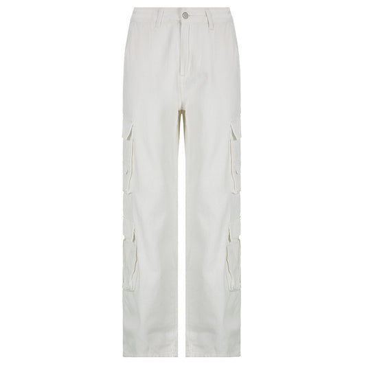 Leg-high Waist Straight Tubular Casual Frock Trousers