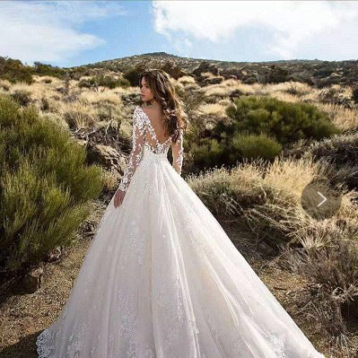 Long Sleeve Off-shoulder White Bridal Wedding Dress Dress