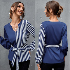 V-neck Temperament Temperament Splicing Shirt