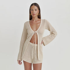 Autumn Beach Women's Solid Color Knitted Beach Bikini