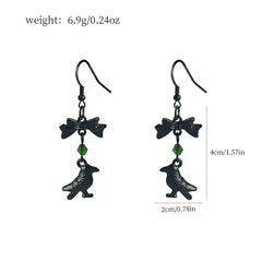 New Dark Gothic Black Bowknot Crow Earrings