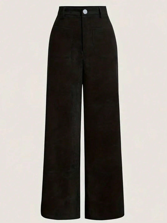 Women's Casual Straight-leg Solid Color Velvet Trousers