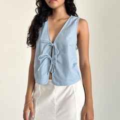 Bow Lace Up Slim Fit Vest Sleeveless Top