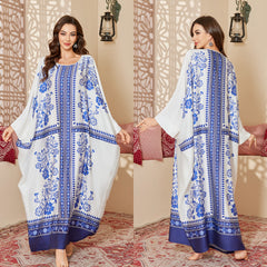 Women's Spring And Autumn Mid-East Wind Satin Gorgeous Printed Blouse