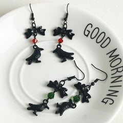 New Dark Gothic Black Bowknot Crow Earrings