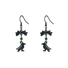 New Dark Gothic Black Bowknot Crow Earrings
