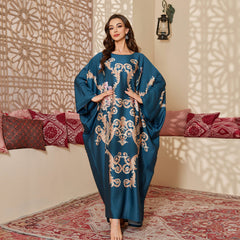 Women's Spring And Autumn Mid-East Wind Satin Gorgeous Printed Blouse