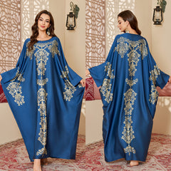 Women's Spring And Autumn Mid-East Wind Satin Gorgeous Printed Blouse