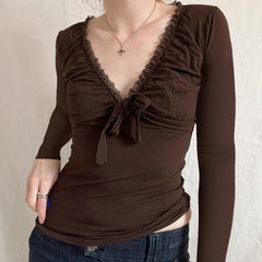 Summer New Tied Slim Fit Slimming Chest Micro Pleated Casual All-matching Tops