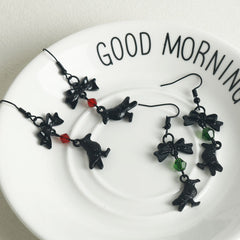 New Dark Gothic Black Bowknot Crow Earrings