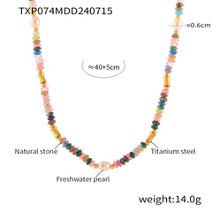 Bohemian Style Dopamine Freshwater Pearl Natural Stone Beaded Necklace