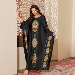 Women's Spring And Autumn Mid-East Wind Satin Gorgeous Printed Blouse