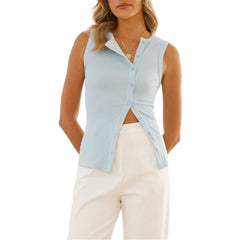 New Solid Color Sexy Sleeveless Button Cardigan