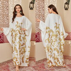 Women's Spring And Autumn Mid-East Wind Satin Gorgeous Printed Blouse
