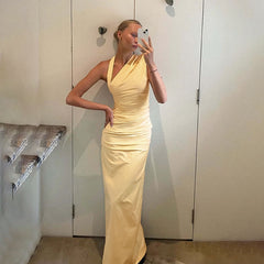 Women's Fashion New Pleated Backless Dress