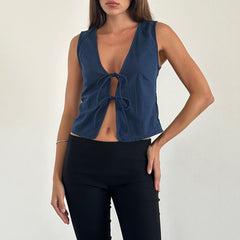 Bow Lace Up Slim Fit Vest Sleeveless Top