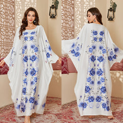 Women's Spring And Autumn Mid-East Wind Satin Gorgeous Printed Blouse