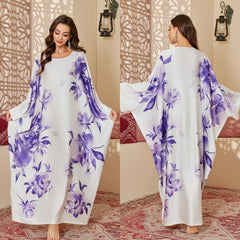 Women's Spring And Autumn Mid-East Wind Satin Gorgeous Printed Blouse