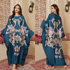 Women's Spring And Autumn Mid-East Wind Satin Gorgeous Printed Blouse