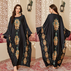 Women's Spring And Autumn Mid-East Wind Satin Gorgeous Printed Blouse