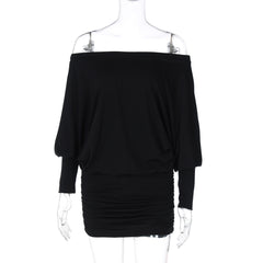 Sexy Pure Style Tube Top Off-neck Pleating Skinny Sheath Dress