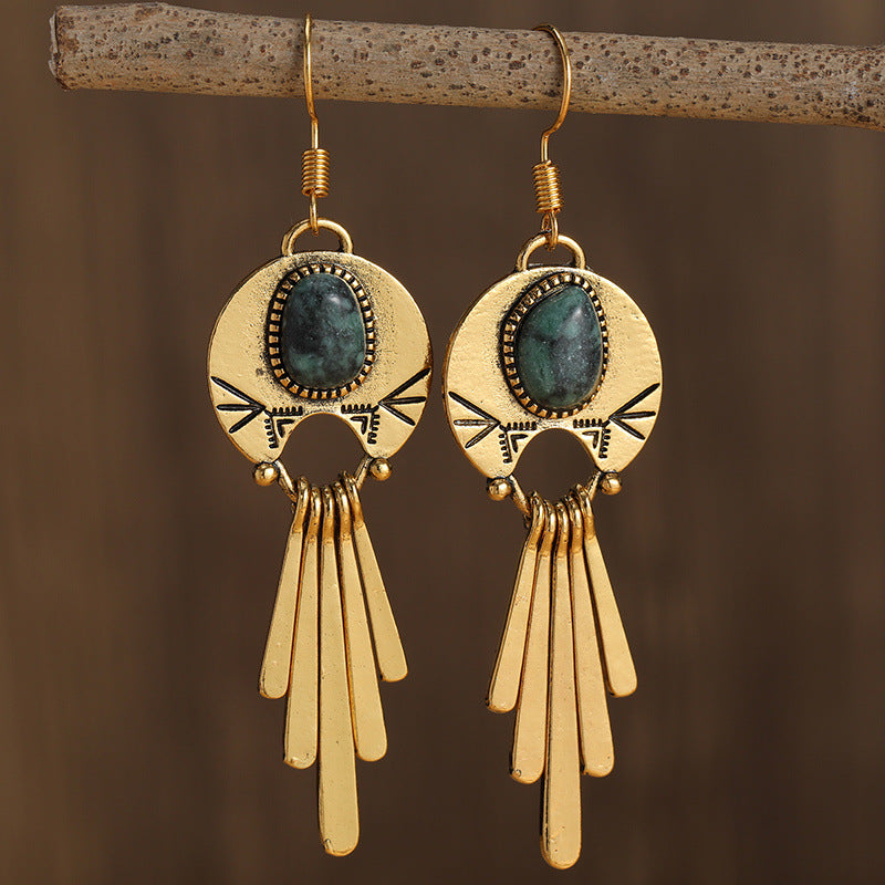 Cross-border Hot Sale Popular Creative Retro Metal Tassel Pendant Earrings