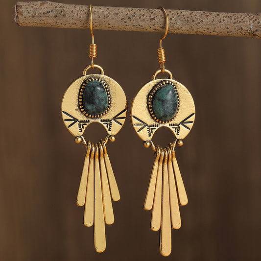 Cross-border Hot Sale Popular Creative Retro Metal Tassel Pendant Earrings