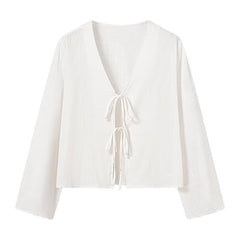 Women's French Style All-matching Casual Lace Up Top