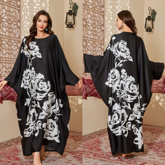 Women's Spring And Autumn Mid-East Wind Satin Gorgeous Printed Blouse