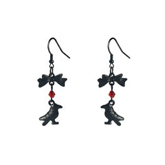 New Dark Gothic Black Bowknot Crow Earrings