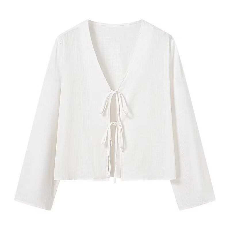 Women's French Style All-matching Casual Lace Up Top