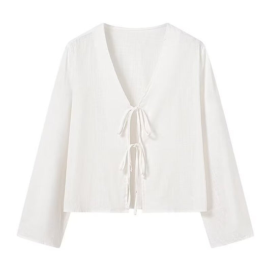 Women's French Style All-matching Casual Lace Up Top