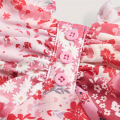 Floral Strap Retro Double Layer Helm Dress