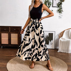 Spring And Summer Fashion Print Stitching Dress