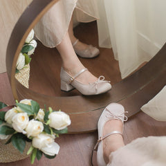 Women's Fashion Satin Bow Heels