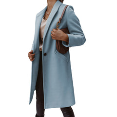 European And American Woolen Lapel Single Button Urban Trench Coat