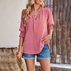 Temperament Commute V-neck Half Sleeve Shirt