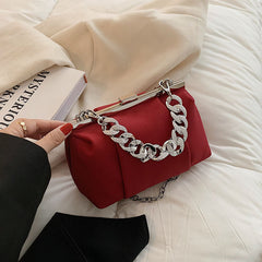 Chain Diagonal Pleated Small Square Bag