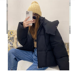 Puffy Hooded Bread Short Cotton-padded puffer Jacket For Women Thick Loose