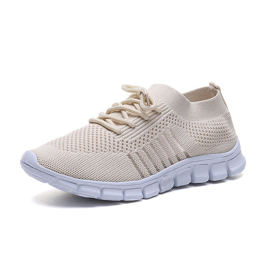Casual Ladies Shoes Breathable  Women Flying Knit Sports Shoes Flat Shoes
