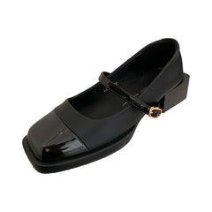 French Niche Mary Jane Black Square Toe Shoes