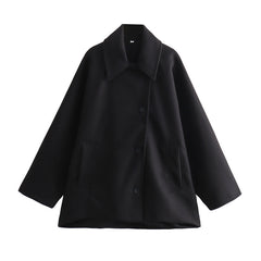 Loose Short Multi-color Blended Woolen Coat Outerwear
