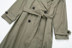 With Belt Lapel Double Breasted Trench Coat