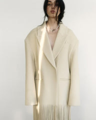 Women's Street Fashion Tassel Long Suit Woolen Coat