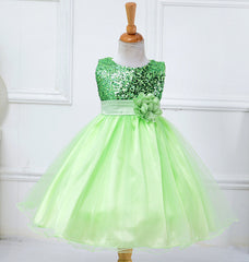 Rose flower bowknot girls dress wedding dress princess