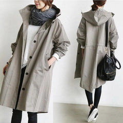 Trench Coat For Women, Medium Length, Petite, Elegant Waisted Long-sleeved Coat