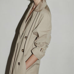 Vintage Women's Double Breasted Fashion Over Knee Trench Coat