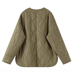Women's Jacket Loose Round Neck Quilted Jacket